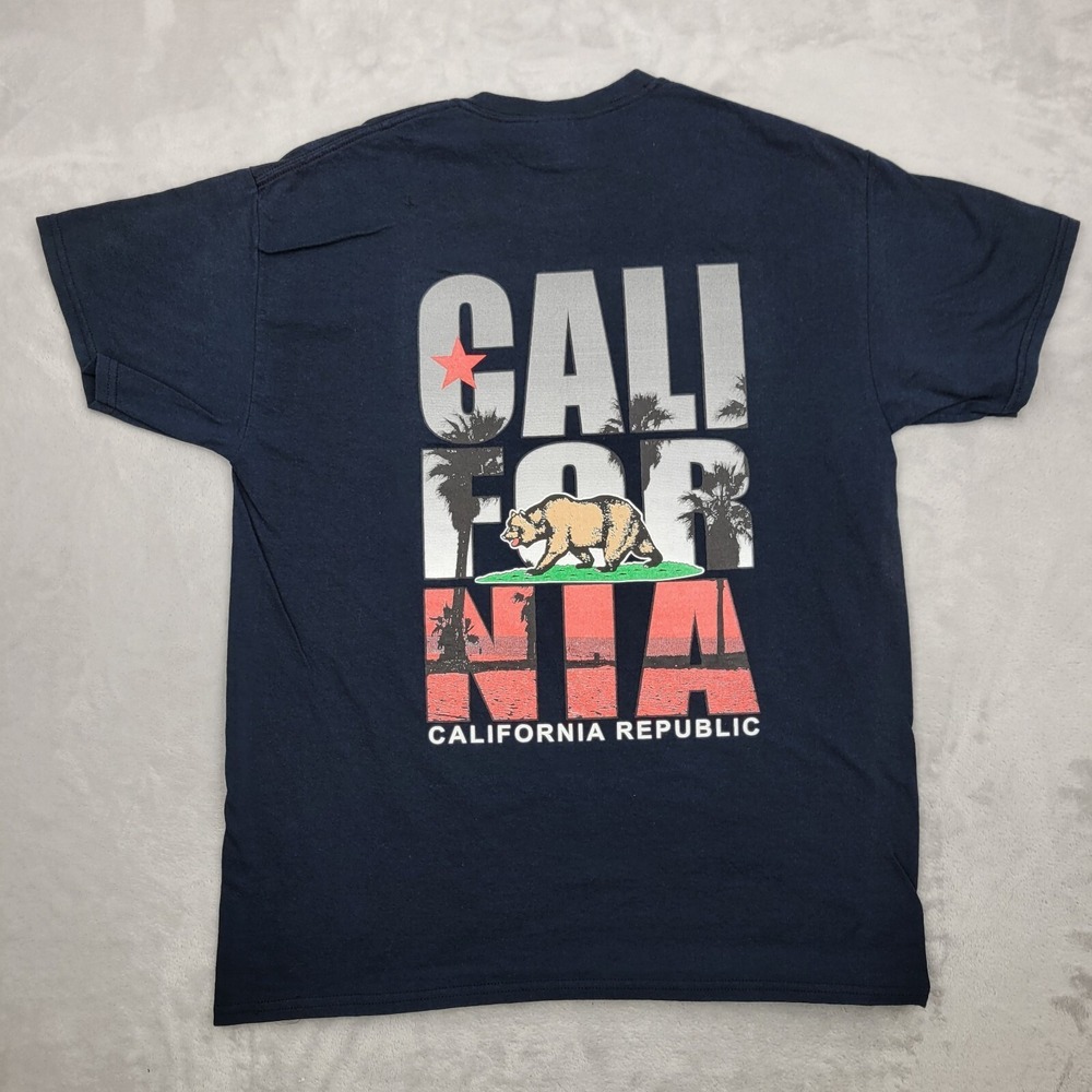 California Republic Shirt Boys Large Flag Bear Cali Prep Surf‎ Skate Youth Kids